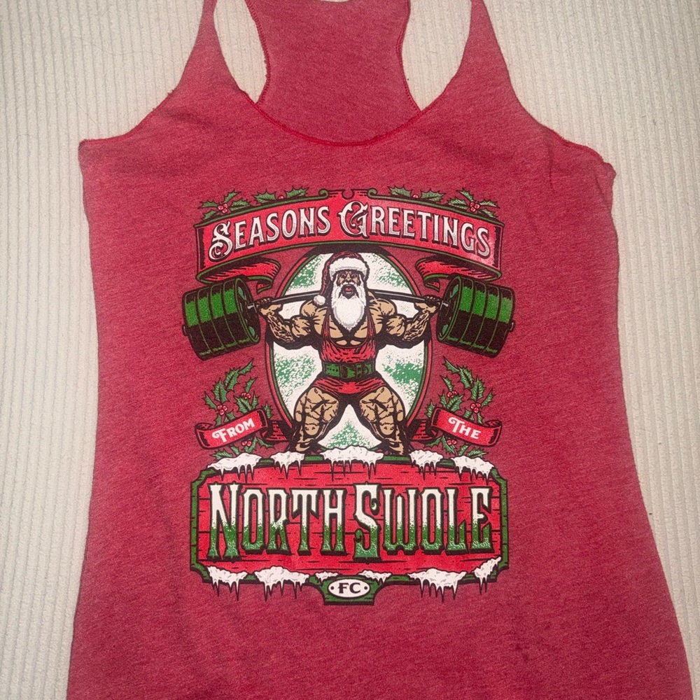 Festive Red Graphic Tank Top